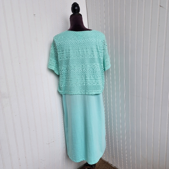 Elegant Mint Crochet Overlay Dress - Picture 8 of 14